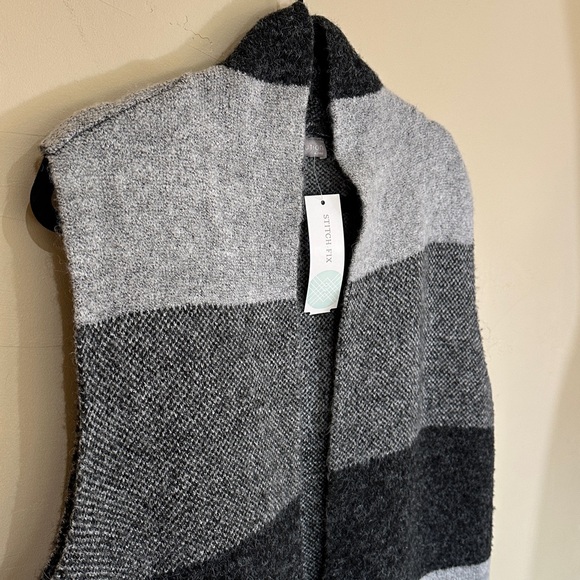 NWT Evolution Cyrus sleeveless long colorblock cardigan vest black and gray XL - Picture 5 of 12